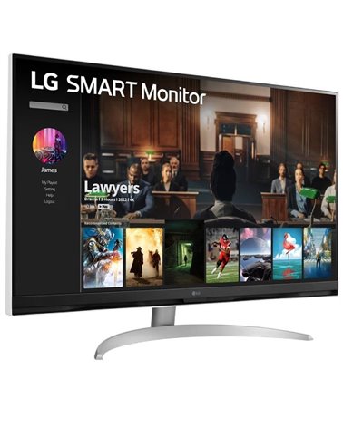 Smart monitor lg 32sq700s-w 31.5'/ 4k/ smart tv/ multimedia/ regulable en altura/ plata y blanco