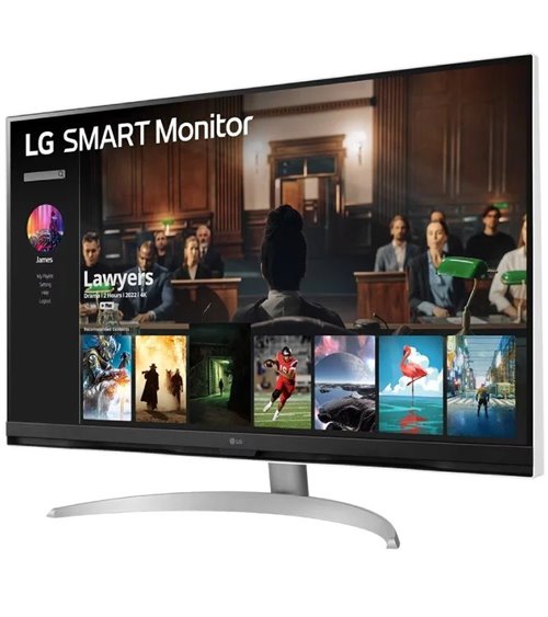 Smart monitor lg 32sq700s-w 31.5'/ 4k/ smart tv/ multimedia/ regulable en altura/ plata y blanco