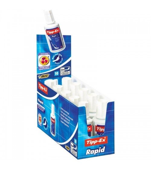 Caja de correctores de escritura líquida bic tipp-ex rapid fluid/ 20ml/ 10 unidades