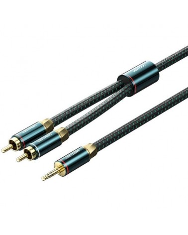Cable audio vention bcsgf/ 2x rca macho - jack 3.5 macho/ 1m/ verde y negro