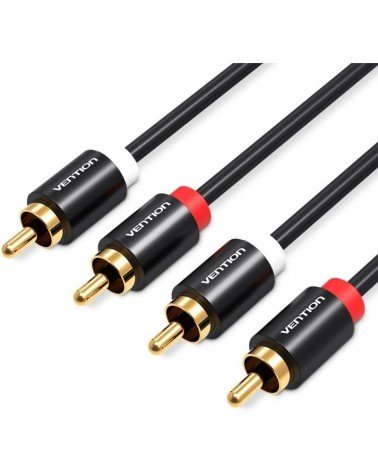 Cable estéreo vention vab-r06-b200/ 2x rca macho - 2x rca macho/ 2m/ negro