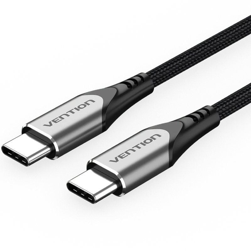 Cable usb 2.0 tipo-c vention tadhg/ usb tipo-c macho - usb tipo-c macho/ hasta 60w/ 480mbps/ 1.5m/ gris