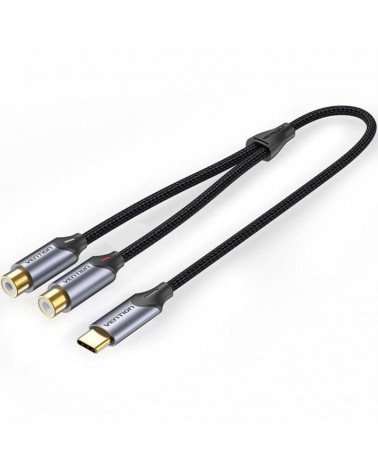 Cable conversor vention bgvhd/ 2x rca hembra - usb tipo-c macho/ 50cm/ gris