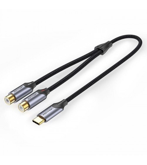 Cable conversor vention bgvhg/ 2x rca hembra - usb tipo-c macho/ 1.5m/ gris