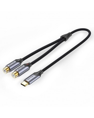 Cable conversor vention bgvhg/ 2x rca hembra - usb tipo-c macho/ 1.5m/ gris