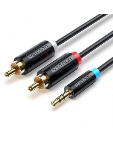 Cable estéreo vention bclbd/ jack 3.5 macho - 2x rca macho/ 50cm/ negro