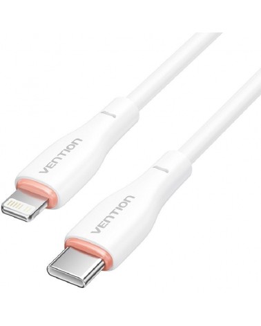 Cable usb tipo-c lightning vention h28wf/ usb tipo-c macho - lightning macho/ 1m/ blanco