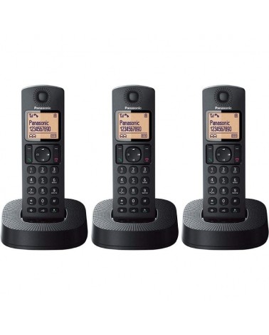 Teléfono inalámbrico panasonic kx-tgc313sp/ pack trío/ negro
