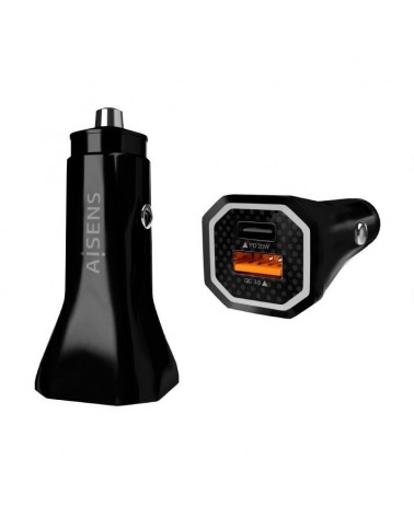 Cargador de coche aisens asch-car2pqc-bk/ 1xusb-tipo c/ 1xusb/ 38w