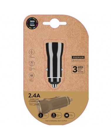 Cargador de coche tech one tech tec2802/ 2xusb/ 2.4a