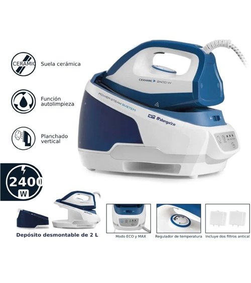 Centro de planchado orbegozo vp 8600/ 2400w/ depósito de agua 2l