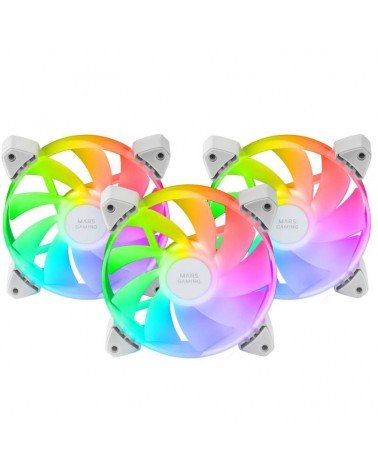 Pack 3 ventiladores invertidos mars gaming mf-3ar/ 12cm/ argb/ blanco