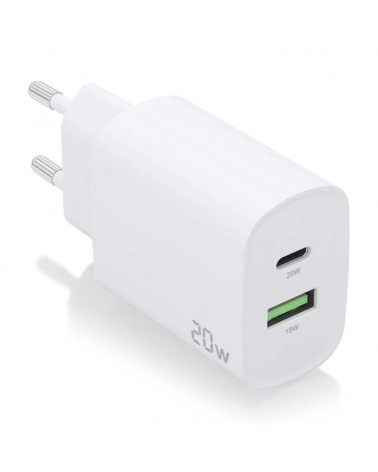 Cargador de pared aisens a110-0754/ 1xusb tipo-c/ 1xusb/ 20w