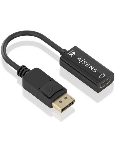 Cable conversor aisens a125-0905/ displayport macho - hdmi hembra/ 15cm/ negro