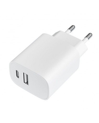 Cargador de pared leotec lecsph20w2w/ 1xusb tipo-c/ 1xusb/ 20w