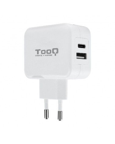 Cargador de pared tooq tqwc-2sc02wt/ 1xusb tipo-c/ 1x usb/ 27w
