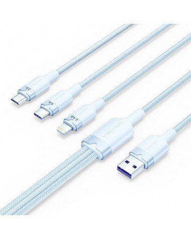 Cable usb 2.0 lightning vention ctrlg/ usb macho/ usb tipo-c macho - microusb macho - lightning macho/ 1.5m/ azul