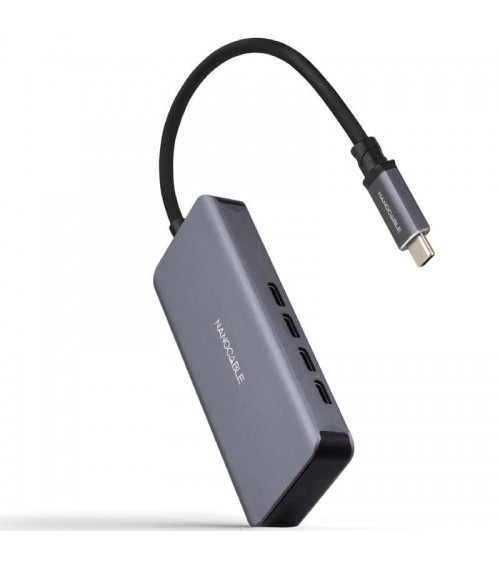 Hub usb tipo-c nanocable 10.16.4504/ 4xusb tipo-c/ gris