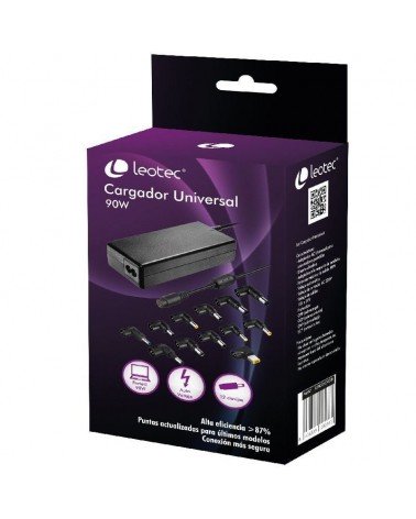 Cargador de portátil leotec home/ 90w/ automático/ 12 conectores/ voltaje 15-20v
