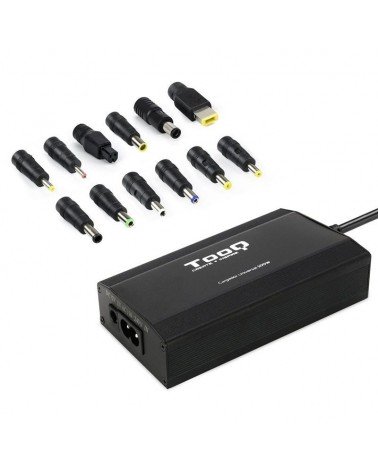 Cargador de portátil tooq tqlc-100bs01m/ 100w/ manual/ 12 conectores/ voltaje 12-24v/ 1 usb