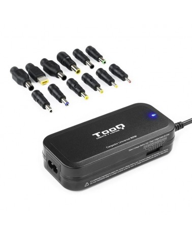 Cargador de portátil tooq tqlc-90bs02m/ 90w/ manual/ 12 conectores/ voltaje 15-24v/ 1 usb