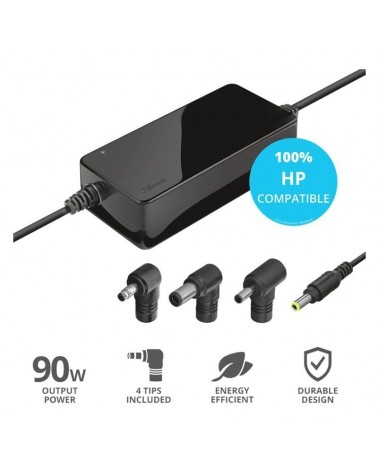 Cargador de portátil trust maxo para hp/ 90w/ automático/ 4 conectores/ voltaje 18-20v