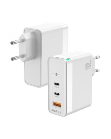 Cargador gan de pared aisens asch-100w3p008-w/ 2xusb tipo-c/ 1x usb/ 100w