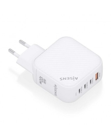 Cargador gan de pared aisens asch-100w4p028-w/ 3xusb tipo-c/ 1x usb/ 100w