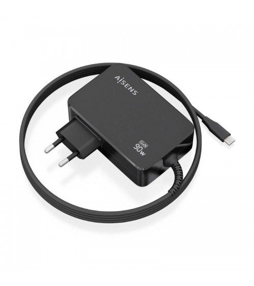 Cargador gan de pared aisens asch-1pd90wl034-bk/ 1xusb tipo-c + cable 1.8m/ 90w