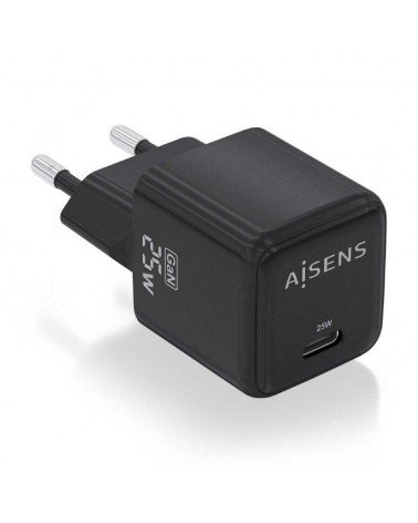 Cargador gan de pared aisens asch-25w1p013-bk/ 1xusb tipo-c/ 25w