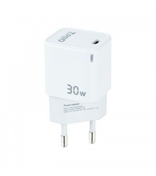 Cargador gan de pared tooq tqwc-ganpd30wt/ 1xusb tipo-c/ 30w