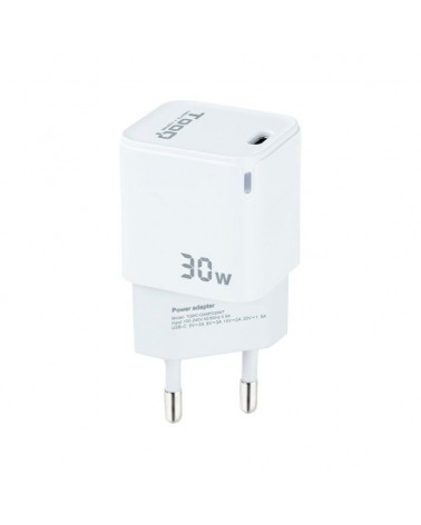 Cargador gan de pared tooq tqwc-ganpd30wt/ 1xusb tipo-c/ 30w