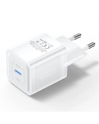 Cargador gan de pared vention fepw0-eu/ 1xusb tipo-c/ 20w