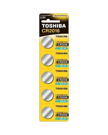 Pack de 5 pilas de botón toshiba cr2016/ 3v