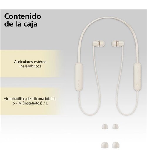 Auriculares inalámbrico intrauditivos sony wi-c100/ con micrófono/ bluetooth/ beige