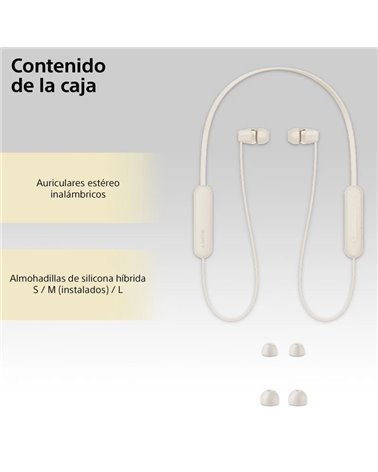 Auriculares inalámbrico intrauditivos sony wi-c100/ con micrófono/ bluetooth/ beige