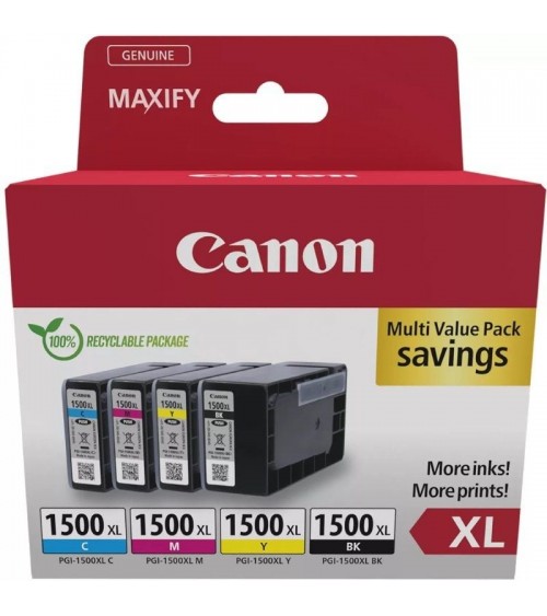 Cartucho de tinta original canon pgi-1500xl multipack alta capacidad/ cian/ magenta/ amarillo/ negro