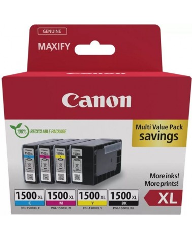 Cartucho de tinta original canon pgi-1500xl multipack alta capacidad/ cian/ magenta/ amarillo/ negro