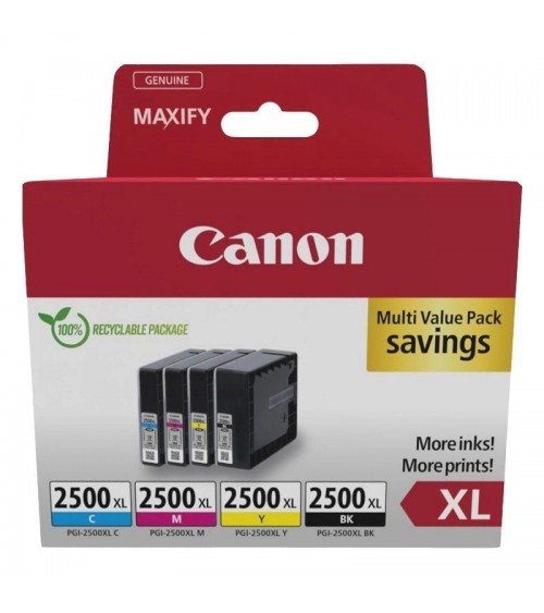 Cartucho de tinta original canon pgi-2500 xl multipack alta capacidad/ cian/ magenta/ amarillo/ negro