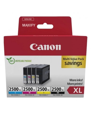 Cartucho de tinta original canon pgi-2500 xl multipack alta capacidad/ cian/ magenta/ amarillo/ negro