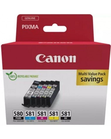 Cartucho de tinta original canon pgi-580 pb + cli-581multipack/ cian/ magenta/ amarillo/ negro
