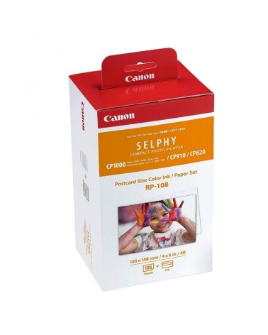 Cartucho de tinta original canon rp-108 multipack/ tricolor + papel fotográfico