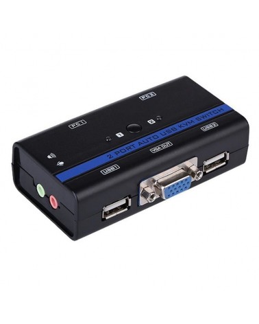 Conmutador kvm svga aisens a111-0064/ 2pc con 1 sólo teclado y ratón