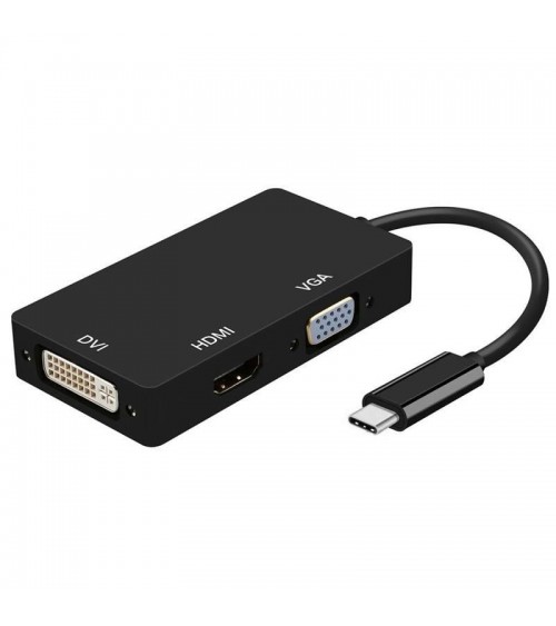 Conversor aisens a109-0343/ usb tipo-c macho - dvi hembra/ vga hembra / hdmi hembra/ 15cm/ negro