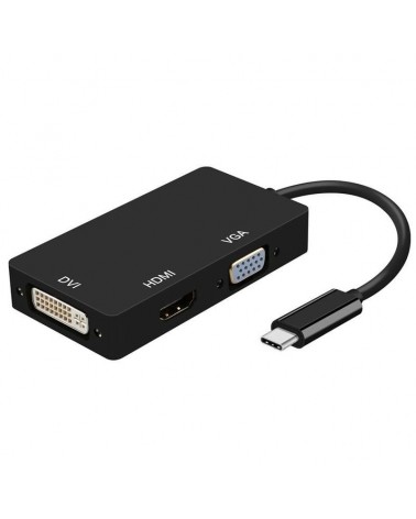 Conversor aisens a109-0343/ usb tipo-c macho - dvi hembra/ vga hembra / hdmi hembra/ 15cm/ negro