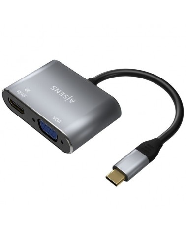 Conversor aisens a109-0627/ hdmi hembra - vga hembra - usb tipo-c macho/ 15cm/ gris
