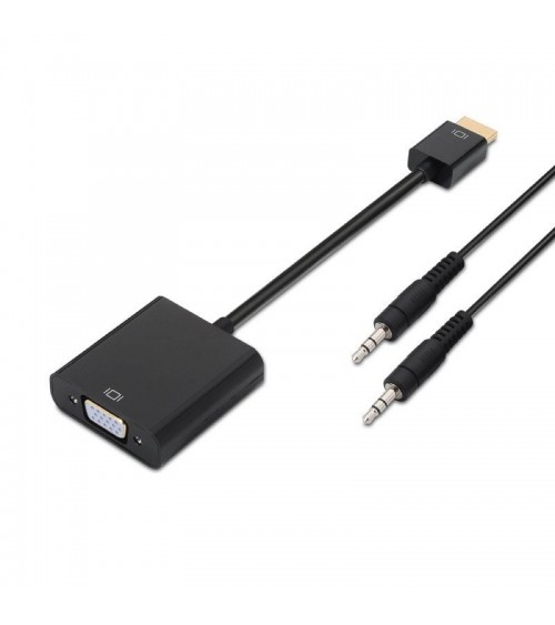Conversor aisens a122-0126/ hdmi macho - vga hembra/ jack 3.5 hembra/ 10cm/ negro