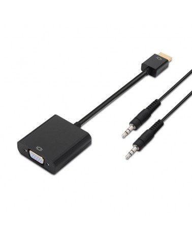Conversor aisens a122-0126/ hdmi macho - vga hembra/ jack 3.5 hembra/ 10cm/ negro