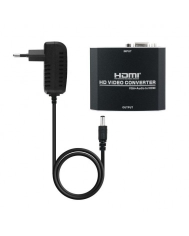 Conversor nanocable 10.16.2101-bk/ hdmi hembra - vga hembra/ jack 3.5 hembra/ 15cm/ negro