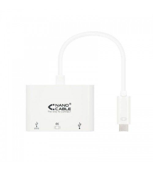Conversor nanocable 10.16.4302/ usb tipo-c macho - hdmi hembra/ usb tipo-c hembra/ usb hembra/ 15cm/ blanco
